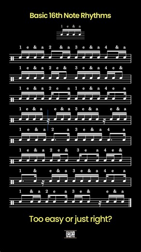 Nail These 16th Note Rhythms 🎵🥁 #drums #drumlessons #drumpractice