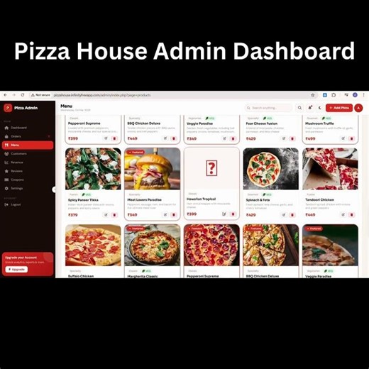 Pizza House Website and Admin Dashboard