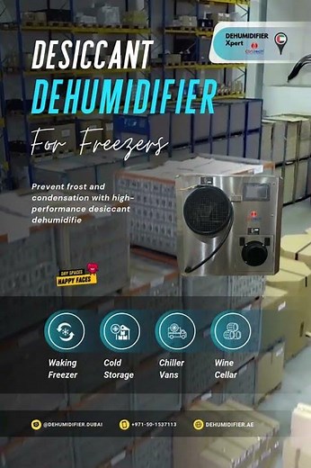 Desiccant Dehumidifier for Freezers, Walk-in Refrigerators, Chillers, Cold Rooms, and Cold Storage.
