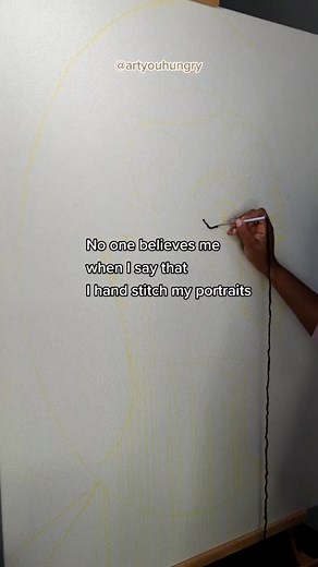 Intricate Thread Art: Hand-Stitched Portrait with No Tape