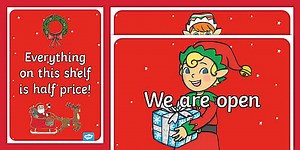 Christmas Shop Role Play Signs