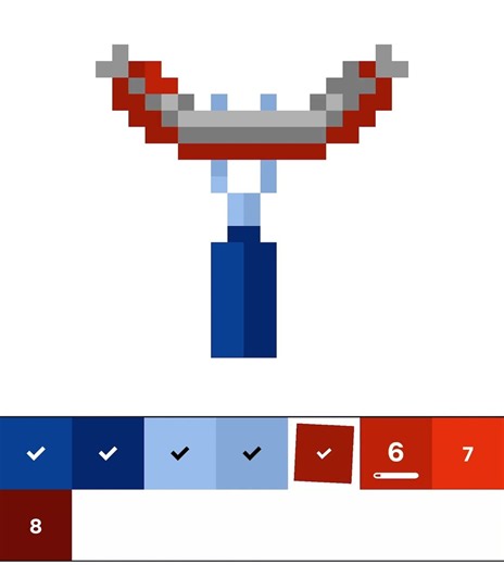 Pixel Art App - Colouring in a fork and sausage