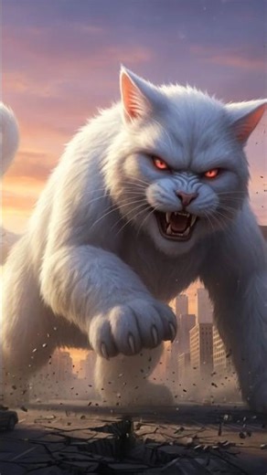🚨 Giant White Cat Attacks New York | Cinematic Animation 😱🐱✨ #shorts #cat