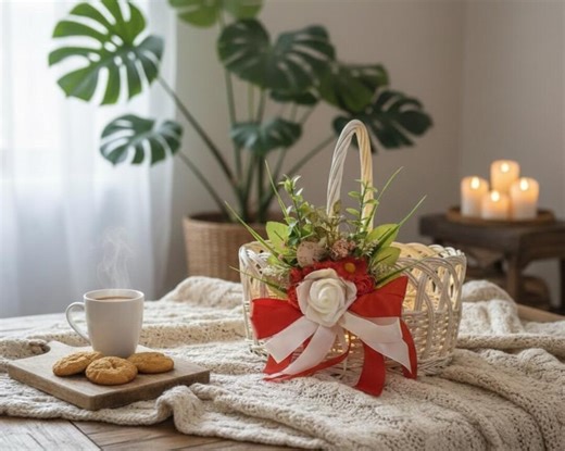 Handmade White Wicker Basket With Removable Floral Decor - Etsy