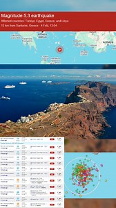 🚨🌍 UPDATE: Santorini Earthquake Swarm Intensifies – Strongest Quake Yet Strikes 🌍🚨 The crisis in Santorini is escalating. In the past 24 hours, the most powerful quake so far, a 5.3 magnitude, has struck, along with multiple other tremors above magnitude 5. The total number of earthquakes has now passed 1,200, and the situation is not slowing down. Over 9,000 people have evacuated as ferries and emergency flights operate at full capacity. Schools are closed, businesses have shut down, and of