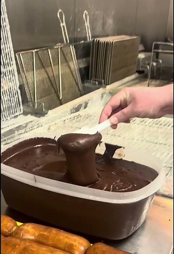 Simple. Classic. Chocolate Long John#donuts #food #chocolate #bakery #mixing #fyp #recipe #frosting