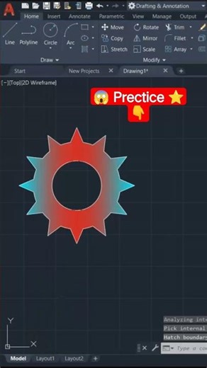 5 Minute में AutoCAD Practice Drawing सीखें | Step by Step AutoCAD Tutorial Hindi #Shorts #autocad
