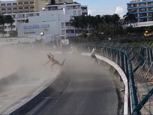 Jet engine blows tourist away