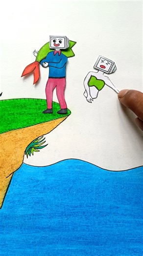 Evil TV man killed the mermaid 😭😭#shortsfeed #youtubeshorts #skibiditoilet #drawing #shorts