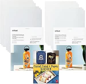 Cricut Printable Sticker Set in White and Transparent Bundle - DIY Sticker Making Supplies, Waterproof Adhesive Vinyl and Laminate Sheets for Custom Sticker Designs for Tumblers and Laptop Cases