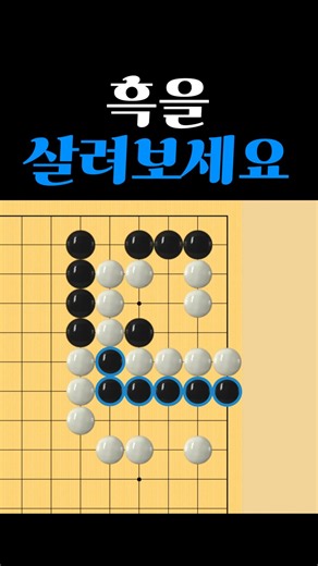 쉬운 바둑 사활 - 흑 6점을 살리는 묘수!!
