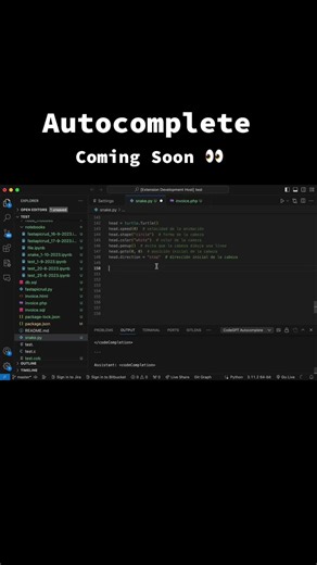🚨This week news: We are releasing the autocomplete code feature! 💬💫 Our first release will showcase the autocomplete functionality with OpenAI and Anthropic models, recognized as the two best performers in the industry. Get ready to supercharge your coding experience👨🏻‍💻