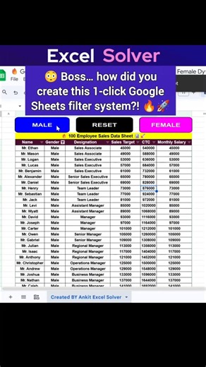 1-Click Google Sheets Filter Buttons #googlesheets #ytshorts