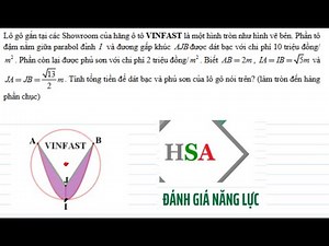 Toán 12: Lô gô gắn tại Showroom của hãng xe VINFAST là một hình tròn như hình vẽ bên. Phần tô đậm...