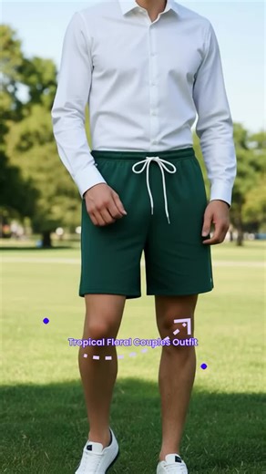 Tropical Floral Leaf Pattern Vacation Couple, Ruched Bust Belted Dress & Roll Up Sleeve Shirt, Solid Color Drawstring Beach Shorts Set #romperoutfit #amazonholidayoutfits #holidayoutfitideas #plussizeholidayoutfit #flaredleggingoutfits #summerclotheshaul #vdayoutfits #resortdress #summerclothinghaul #comfytwopieceset