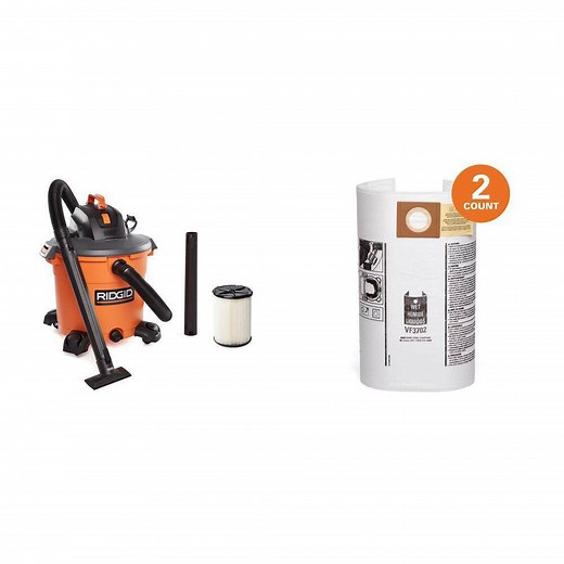 RIDGID 16 Gal. 5.0 Peak HP NXT Shop Vacuum HD1640 Wet Dry Vac with General Debris Filter, Hose, Attachments and Wet Debris Bag - The Home Depot