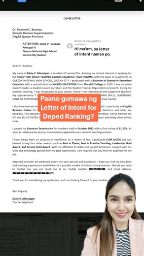 Paano gumawa ng letter of intent/application letter? #perriwinklelpt #learnwithperri #AlagangPerri #DepEdranking2024 #let2024 #LPTcutiee #rankingguide #TeacherApplicant #perriwinklerankingguide | Perri Winkle Lpt