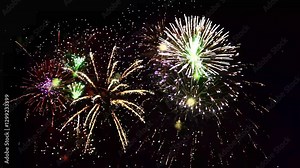 Amazing Fireworks animation 4k Loop with sound. Use the add or screen blend mode to add it to your footage Stock Video