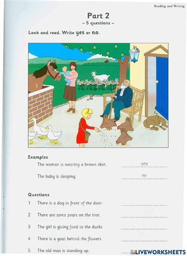 Starters 7 - Test 1 Reading Writing online exercise for