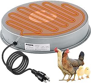Dreyoo Poultry Waterer Drinker Heated Base, Chicken Water Heater 125 Watts for Winter Deicer Heated Base, Pet Water Heater for Metal Poultry Founts (1)