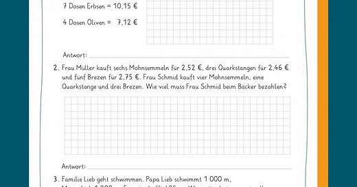 Sachaufgaben: Gemischte Aufgaben