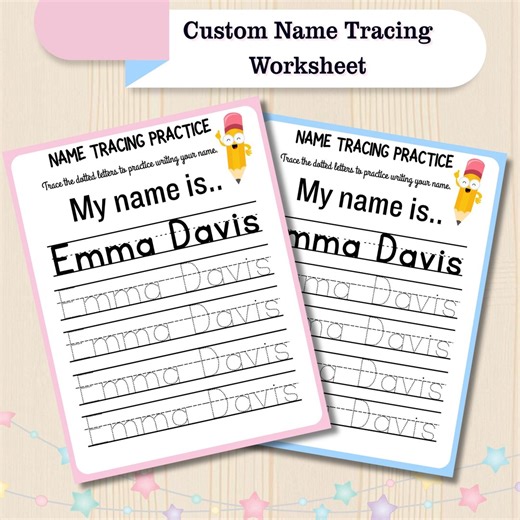 Custom Name Tracing Worksheet Bundle: Pre-k Handwriting Practice (digital Download, Editable Template Available) - Etsy