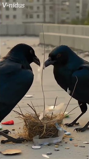 Crows Build Nest from Trash?! Urban Junk Nest Timelapse 🤯