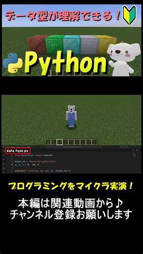基本だけど超重要！マイクラで実演しながらデータ型を解説！マイクラ×Pythonプログラミング！_10 #マイクラ ,#プログラミング ,#python ,#shorts