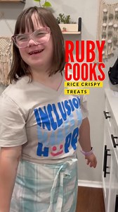 Cooking with Ruby and Meghan Trainor ❤️😆 I always have so much fun in the kitchen with this gal, and these little rice crispy Pharaoh tombs did not disappoint! Such a cute idea!! #downsyndrome #rubycooks #rubydoobs | RubysRainbow.org
