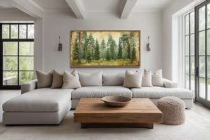 Rustic Fir Trees Forest Wall Art, Pine Forest Painting Canvas PRINT, Retro Cabin Farmhouse Wall Decor Framed Ready to Hang - Etsy