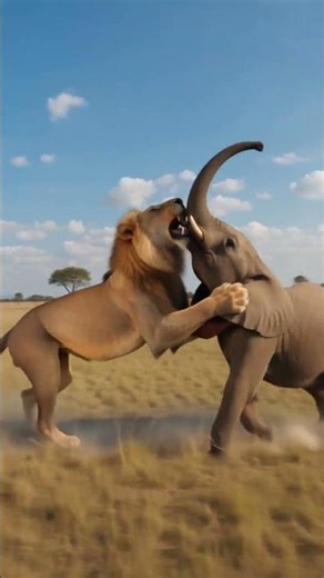Elephant vs Lion Sumo Match… Who Wins? 🐘🦁 #ViralVideo #AnimalSumo, #FunnyWildlife,