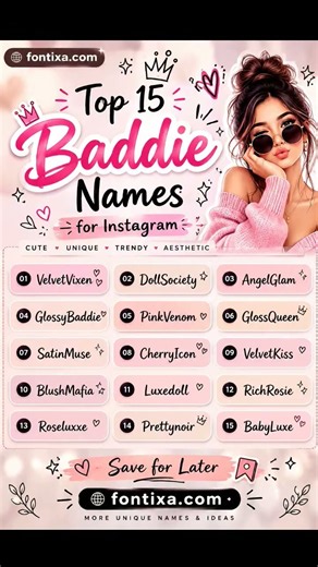 Top 15 Baddie Names for Instagram | Cute & Aesthetic Username Ideas #username