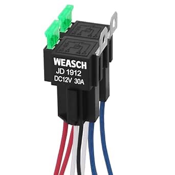 2 Pack Fuse Relay Switch Kit, 12V 30A, 4 Pin SPST, 30A Switch Harness Set, Automotive Electrical Relays with 14 AWG Hot Wires (2)