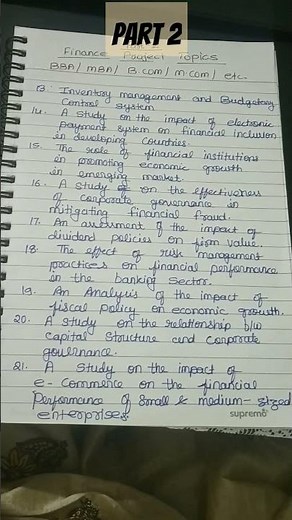 2/Finance Project Topics for MBA/BBA/ B.Com/ M.Com #tyshorts #drbarkhagupta