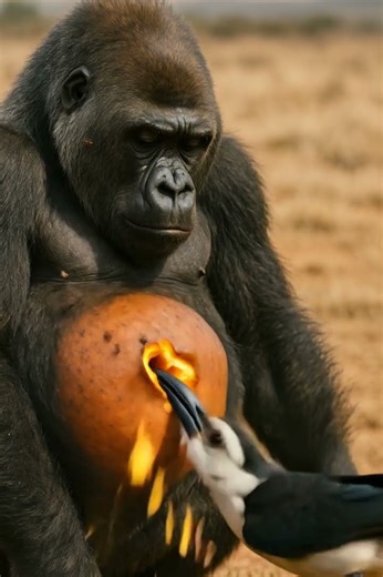 bird that fixed the gorilla's belly