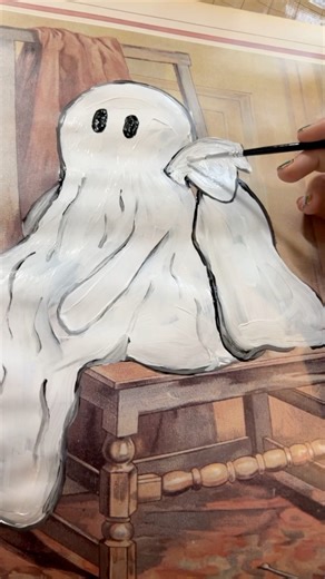 28K views · 677 reactions | Thrifted ghost painting trend!  #halloween #ghost #thrifting #ghostpainting #ghostpaintingtrend | Holly Auna | Facebook