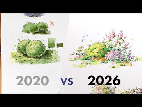 How to Draw Shrubs & Flowers with Markers and Pen
