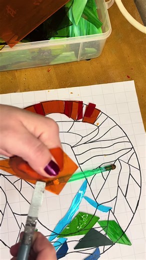 Building the background for my UFO #asmr #stainedglass #satisfying #rainbow #glass
