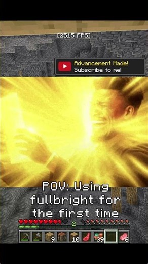 POV: Using fullbright for the first time #minecraft #minecraftshorts #minecraftmemes