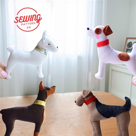 Felt Dog Pattern PDF, 4 Breed Puppy Sewing Tutorial, Pocket Buddy Toy - Etsy