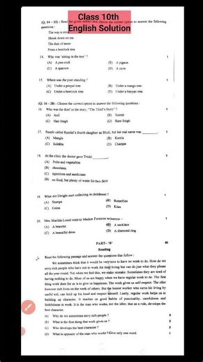 Class 10th English Board Question Paper Solution 2025