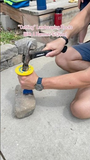 Cutting Landscaping Blocks With A Hammer & Chisel