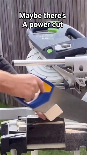 how did it happen? manually saw a piece of wood with a festool sliding miter saw around?