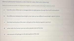 When an astronomer measures a color index for a star, what is s... | Filo