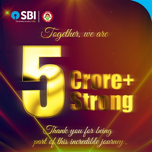 More than a community — we’ve built trust! We are delighted to share that we have achieved a landmark milestone of 5 crore followers across the seven Social Media platforms on which we are present, reflecting unwavering trust, meaningful engagement and shared aspirations. With your continued support, SBI’s Social Media family continues to grow stronger each day — strengthening connections across geographies and generations. Thank you for believing in us, engaging with us and being a part of this