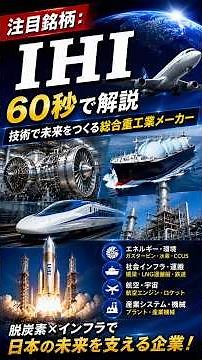 注目銘柄：IHI【60秒で解説】空と国防の「高収益」を武器にする総合重工業メーカー#IHI #7013#重工業 #防衛#航空宇宙 #航空エンジン #宇宙開発 #インフラ銘柄 #shorts