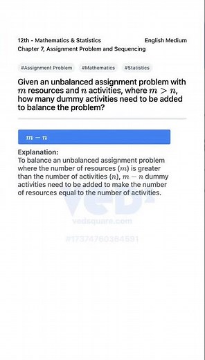 Balancing Unbalanced Assignment Problem 12th Math Stats