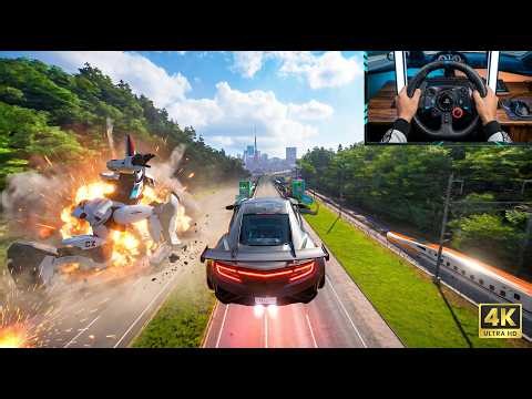Can a 1000HP Honda NSR Beat a GUNDAM MECH? FH6 Japan Steering Wheel Gameplay 🤖🔥( 4K 60FPS)