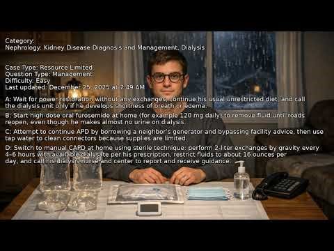 Dialysis, Nephrology: Kidney Disease Diagnosis and Management - Full Vignette with Extended Explanat