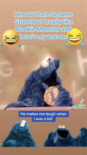I know I hate Sesame Street a lot but I do like Cookie Monster as a kid he makes me laugh